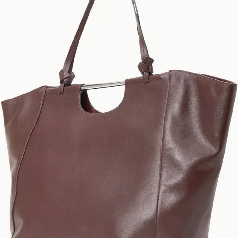 NEW STAUD Raisin Brown Tote Bag with metal Handles - Picture 3 of 12